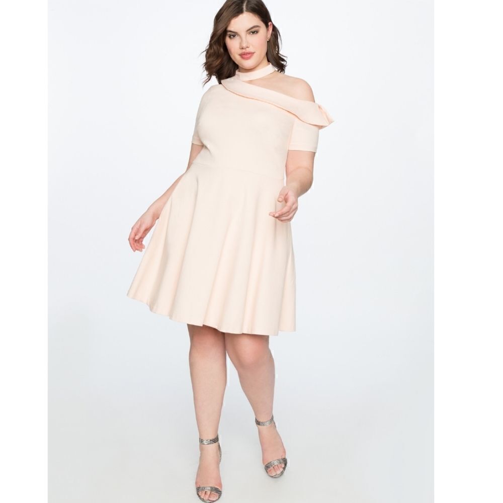 One Shoulder Fit and Flare Dress